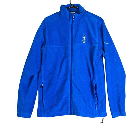 Columbia Mens Jacket Blue Full Zip Sweater Fleece Bluejay Logo Polyester Large - Picture 1 of 13